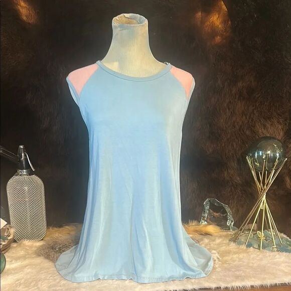 United By Blue Tops - Blue Sleeveless Top with Pink Accents L (6033)